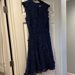 Shoshanna Midnight Blue Lace Midi Dress